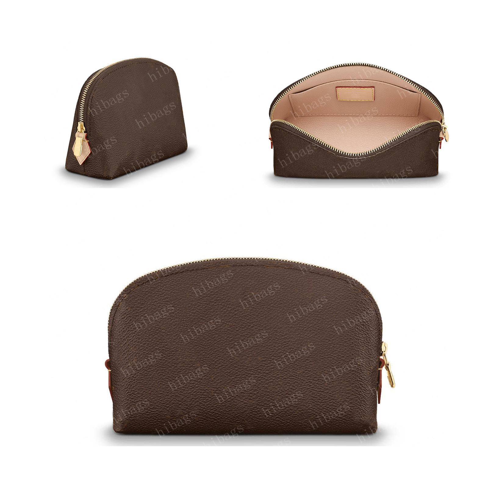 2025 Designer Make Up Pouch Zippy Bags Cosmetic Makeup Cases Bag Women Brown Flower Leather Toiletry 47515 With Box #LCP-01