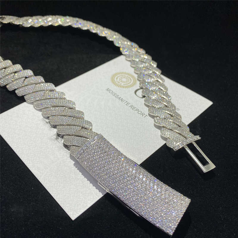 necklace moissanite chain cuban Link Chain Heavier Big Guy 20mm 4 Row Diamonds925 Sterling Silver Iced Out Vvs Moissanite Diamond