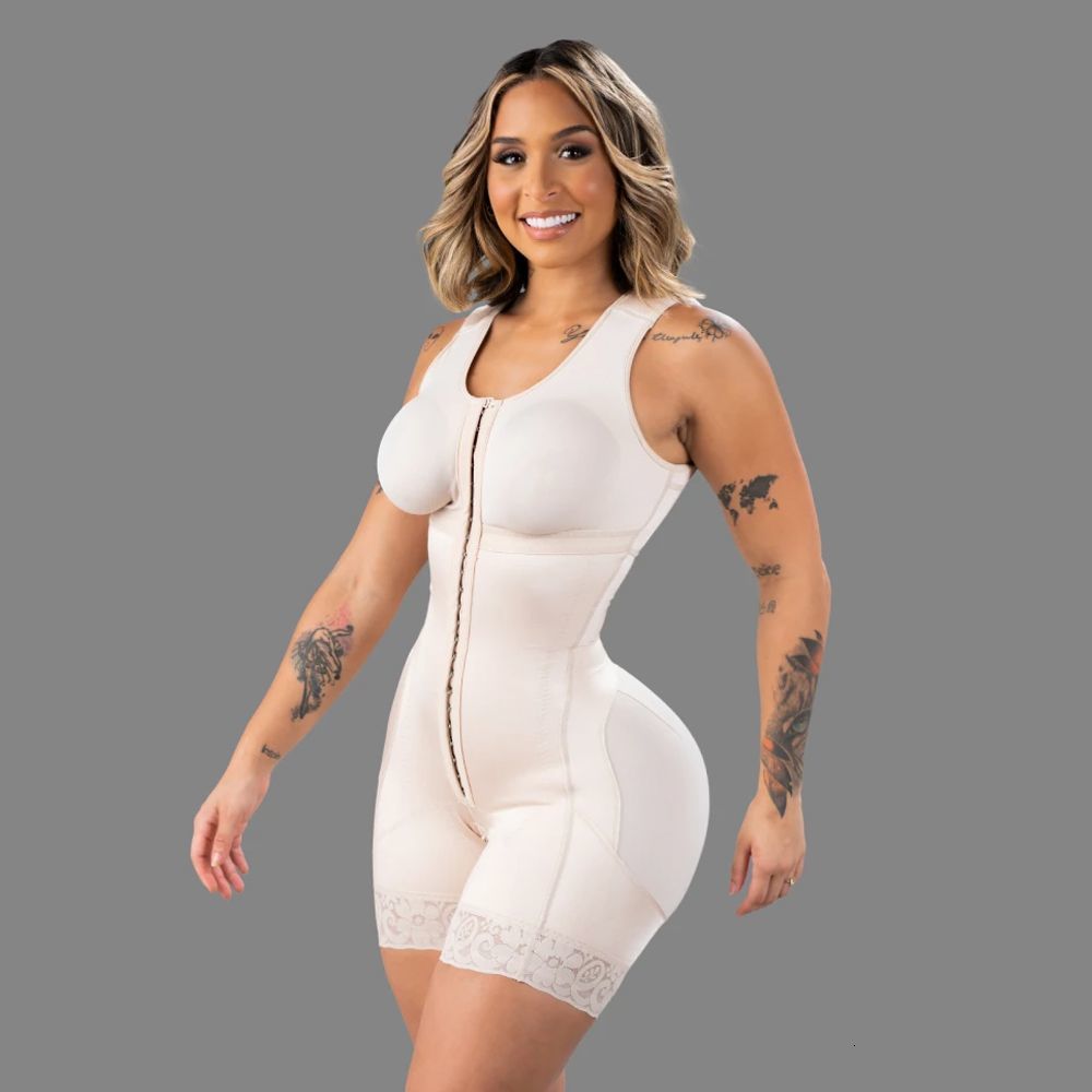 Waist Tummy Shaper Compression Double Full Body Stage 2 Faja With Bra Women Underbust Body Shapewear Bodysuit 230327