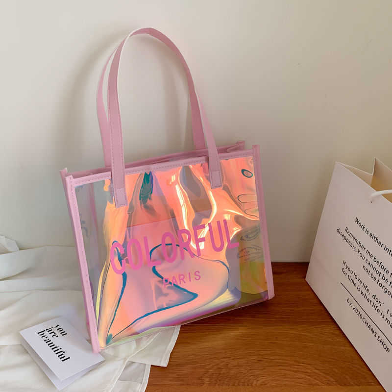 2023 Trend PVC Candy Color Beach Bag Laser Waterproof Transparent Mother Women Large Capacity Shopping Handbag Single Shoulder bags 230614bj, Horizontal pink
2023 Trend PVC Candy Color Beach Bag Laser Waterproof Transparent Mother Women Large Capacity Shopping Handbag Single Shoulder bags 230614bj, Horizontal pink