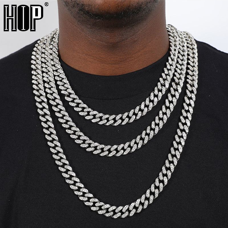 Strands Strings HIP Cuban Link Chain for Men Miami Iced Out Cuban Necklace Gold Plated Bling Necklaces 13MM Rapper Jewelry for Men Women 230325