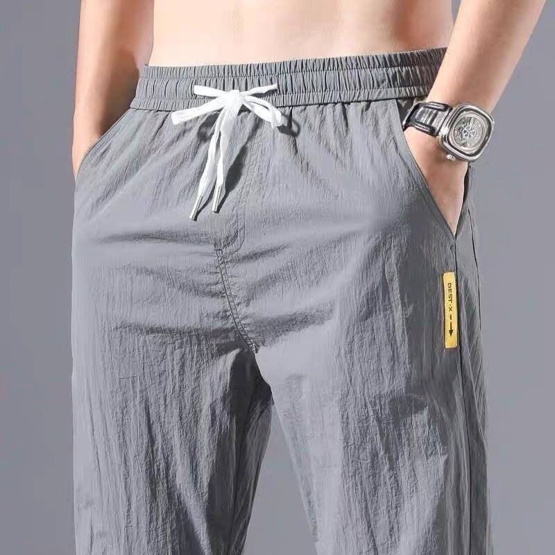 Men's Pants Spring Autumn Men Pants Ice Silk Sports Jogging Pants Breathable Men Clothing Casual Loose Trousers Fashion Streetwear 230327
