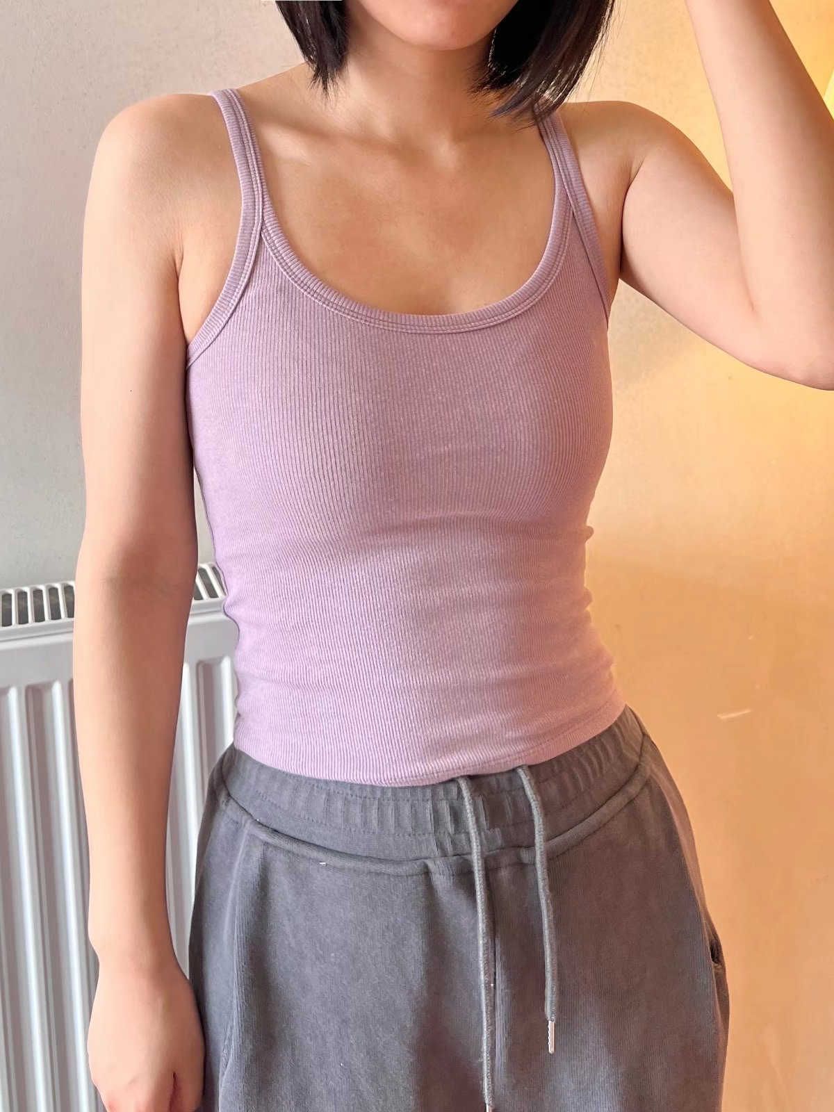 Camisoles Tanks Casual Women Soft Cotton O Neck Vest Summer Fashion Ladies High Street Sweet Vest Female Solid Color Short Sexy Top 230327