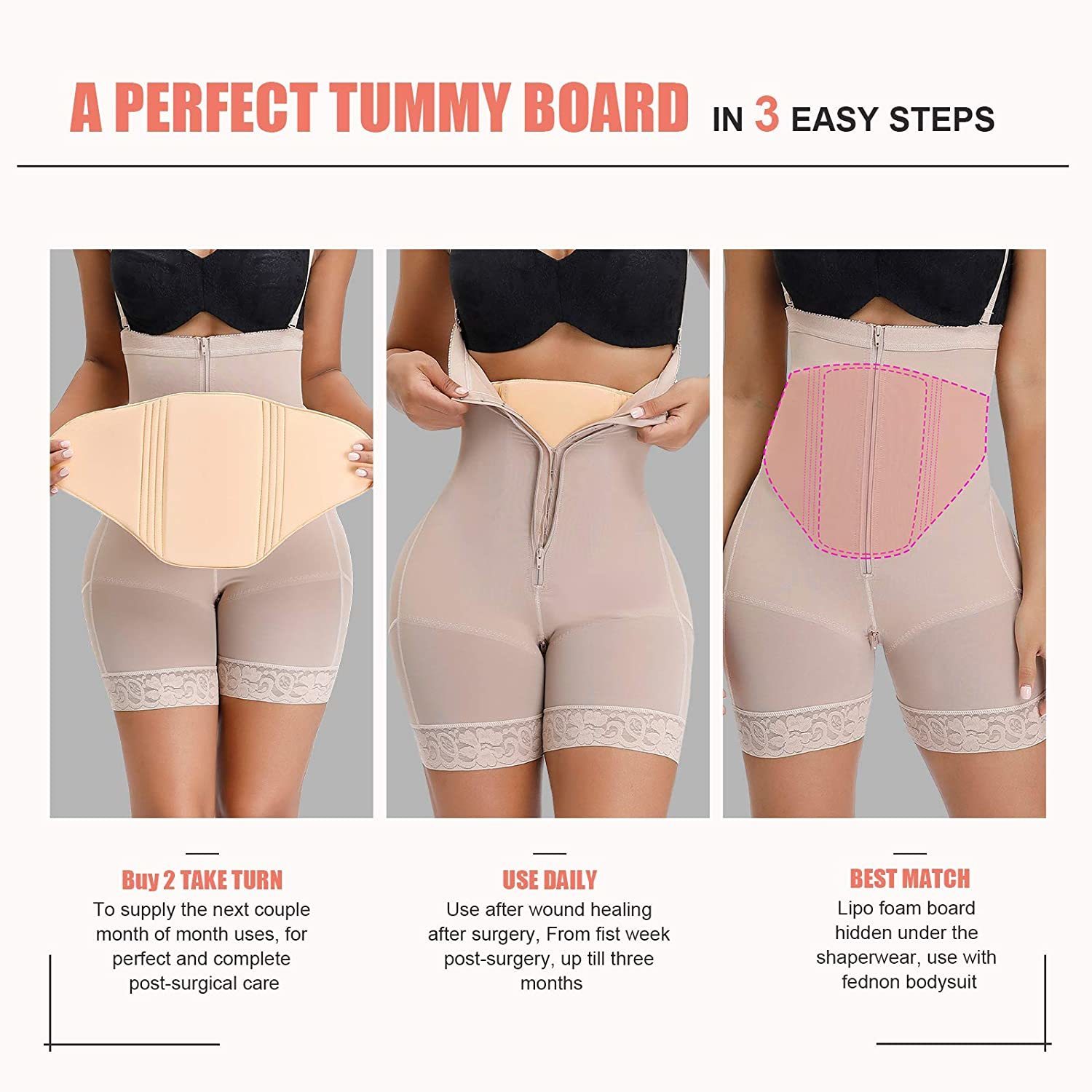 Waist Tummy Shaper HEXIN Ab Board Post Surgery Compression Board Skin-Friendly Lipo Foam Flattening Abdominal Board Tummy Tuck Postpartum Recovery 230