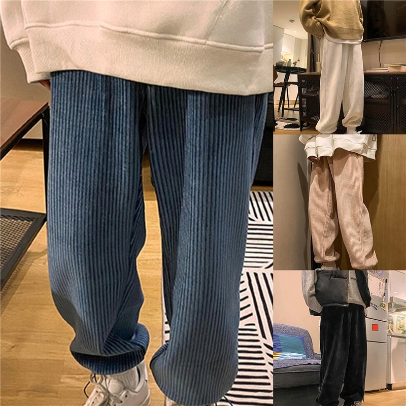 Men's Pants Korean Men's Work Baggy Homme Casual Pants Classic Style Jeans Pink/blue Black Loose Straight Pants Biker Denim Trousers S-2XL 2