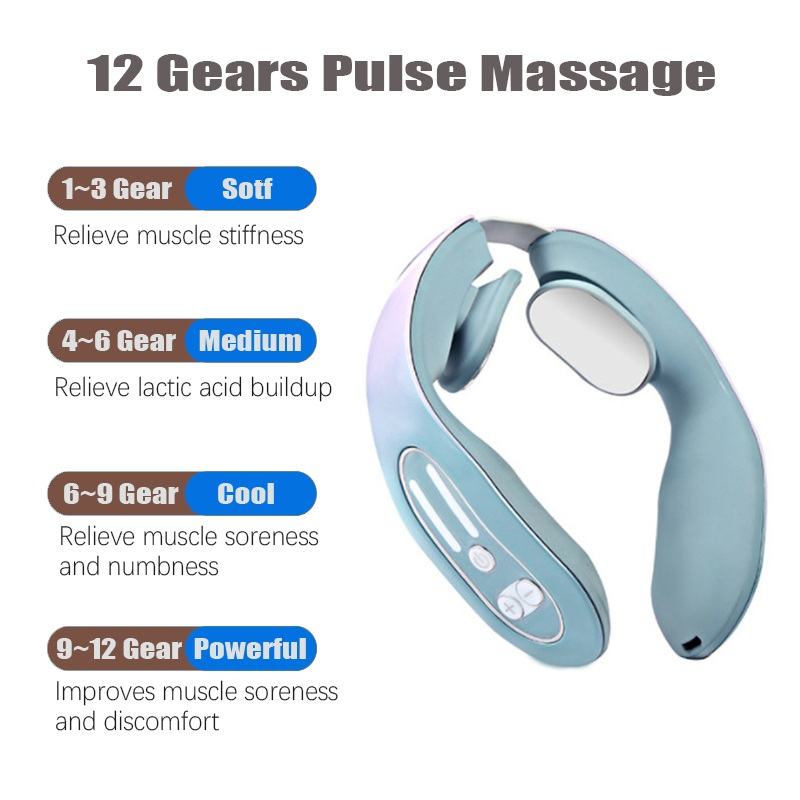Massaging Neck Pillowws Electric Pulse Ems Portable Neck Massager Cervical Muscular Massage Relax Pain Relief Heater Instrument Personal Health Care 2