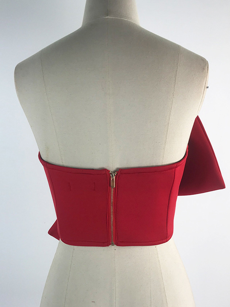 Women's T-Shirt DEAT Autumn Fashion Temperament Korea Solid Color Sexy Bow Wrapped Chest Women Tops PD121 230325