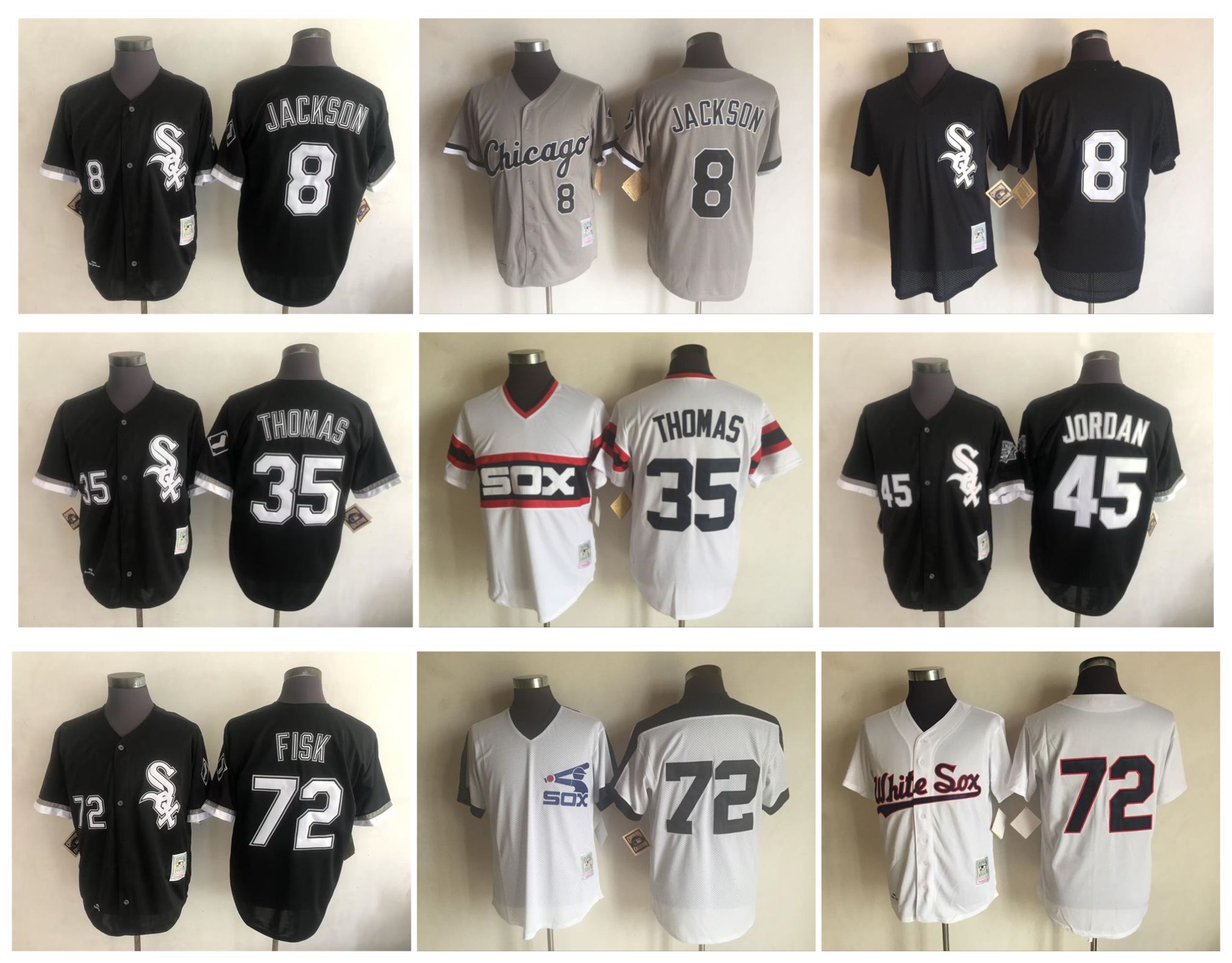 White sox Bo Jackson Mitchell and Ness Throwback Chicago Baseball Jersey Frank Thomas Michael Jor dan Carlton Fisk Robin Ventura Early Wynn Size S-XXXXL, As pic
White sox Bo Jackson Mitchell and Ness Throwback Chicago Baseball Jersey Frank Thomas Michael Jor dan Carlton Fisk Robin Ventura Early Wynn Size S-XXXXL, As pic