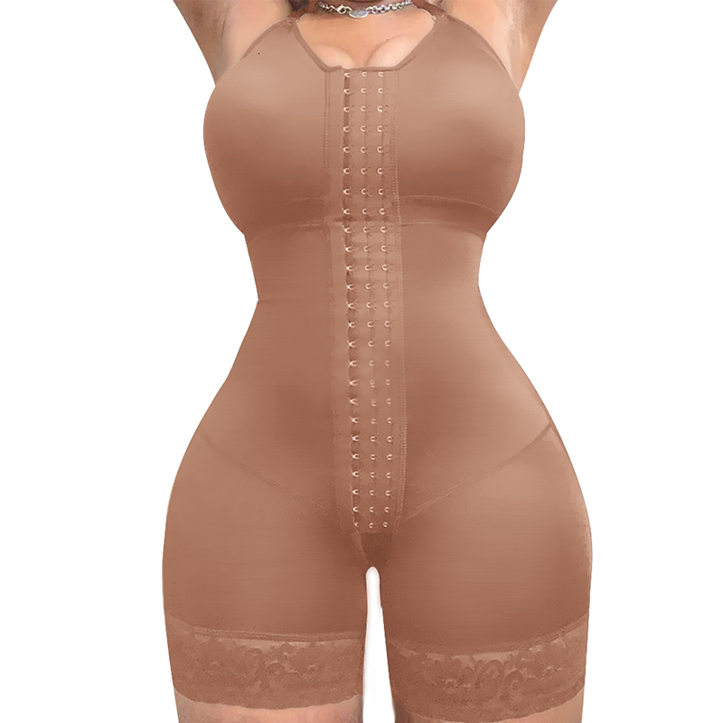 Waist Tummy Shaper Open Bust Faja Bodysuit Invisible Booty Shaper Mid Length Slimming Lace Fajas Colombianas Post BBL Post Op Surgery Supplies 230327