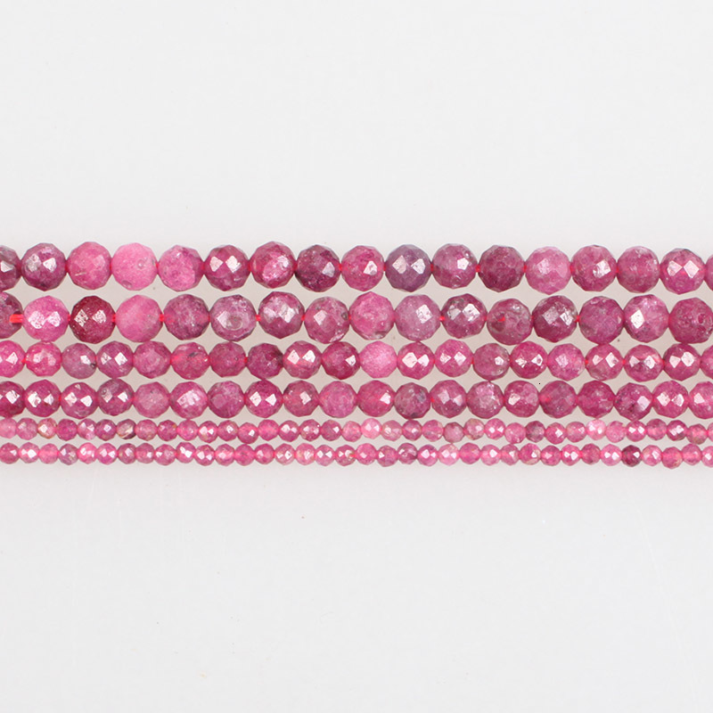 Other 100% Natural Stone Beads Small Faceted Red Ruby Loose Beads 2 3 4mm Gemstone For Bracelet Necklace Jewelry Earrings Making 230325