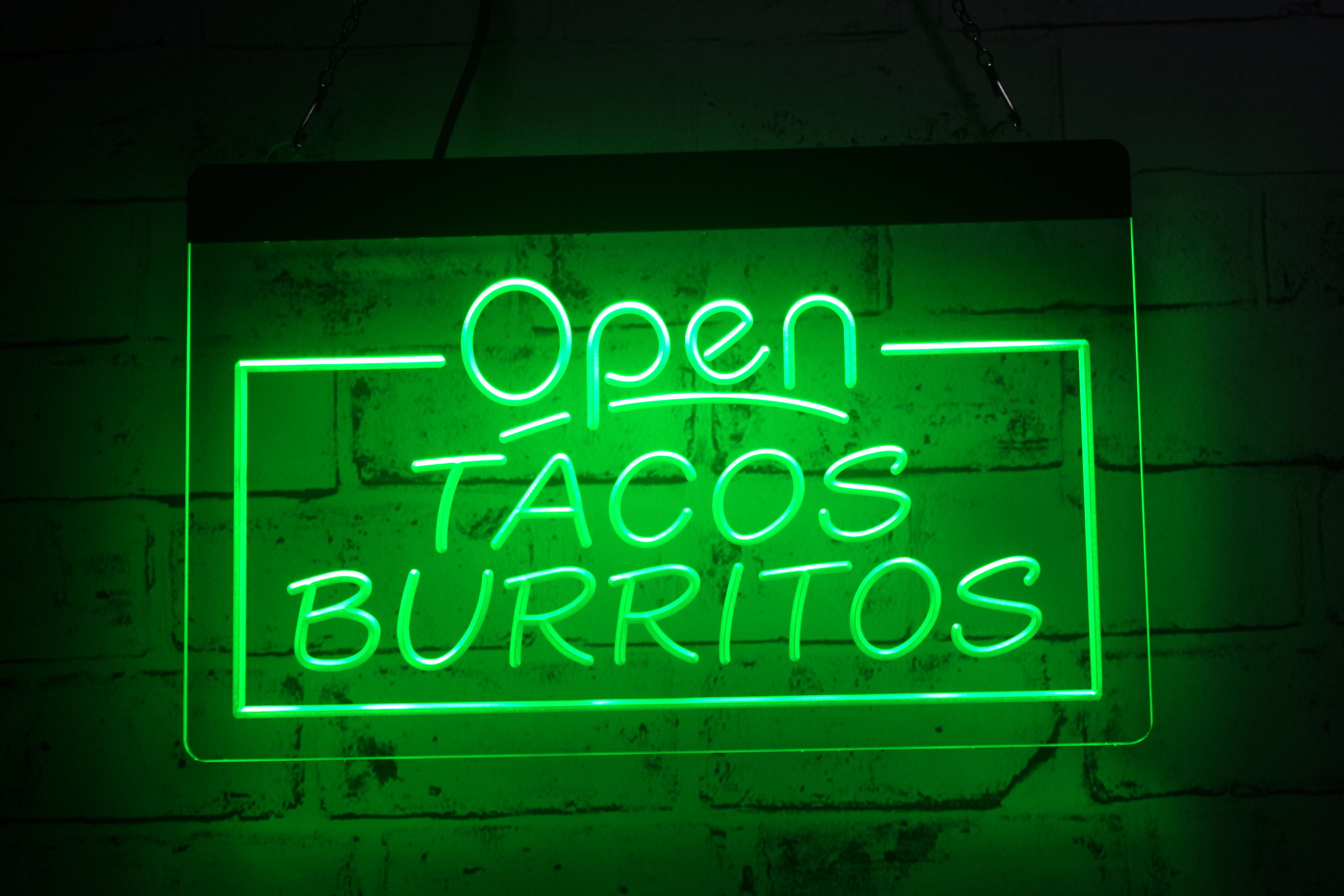 TR3505 LED Strip Lights Sign Open Tacos Burritos Bar Pub Restaurant 3D Engraving Free Design Wholesale Retail