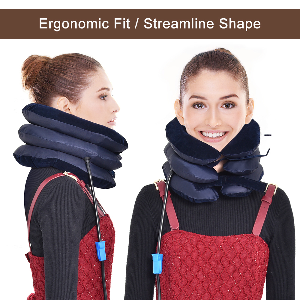 Massaging Neck Pillowws Air Inflatable Cervical Collar Neck Traction Tractor Support Massage Pillow Pain Relief Relax Health Care Neck Head Stretcher 