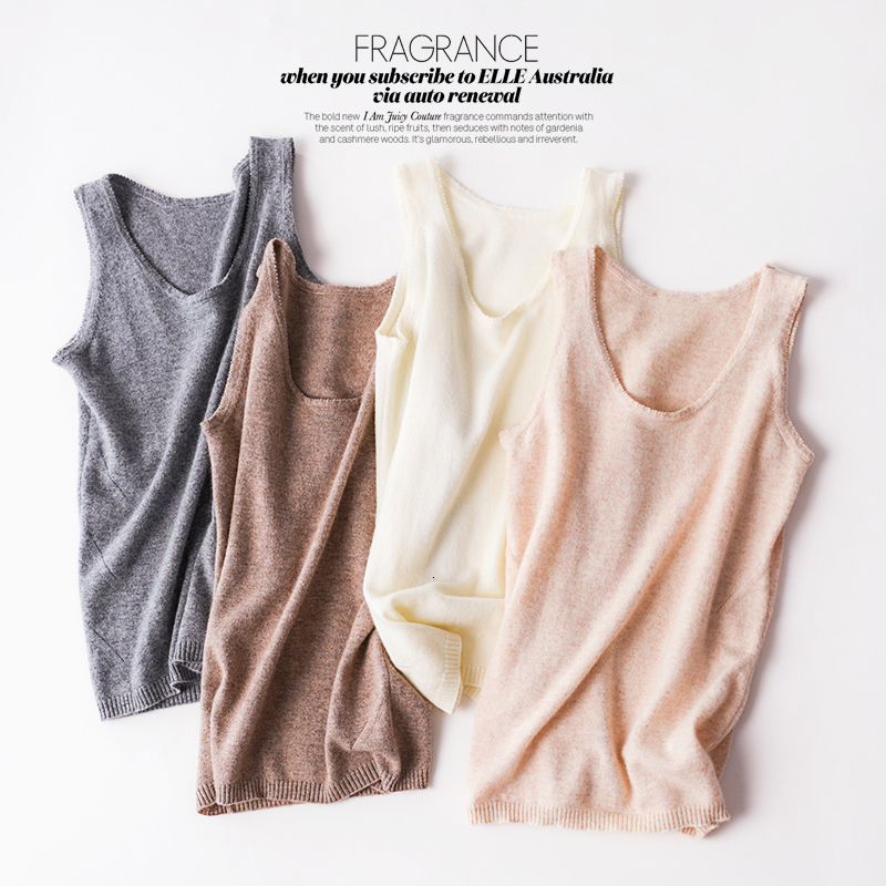Camisoles Tanks BELIARST 100% Pure Wool Sling Sspring and Autumn Women's Pullover Vest Slim Knit Tops Women's Solid Color T-Shirt 230327