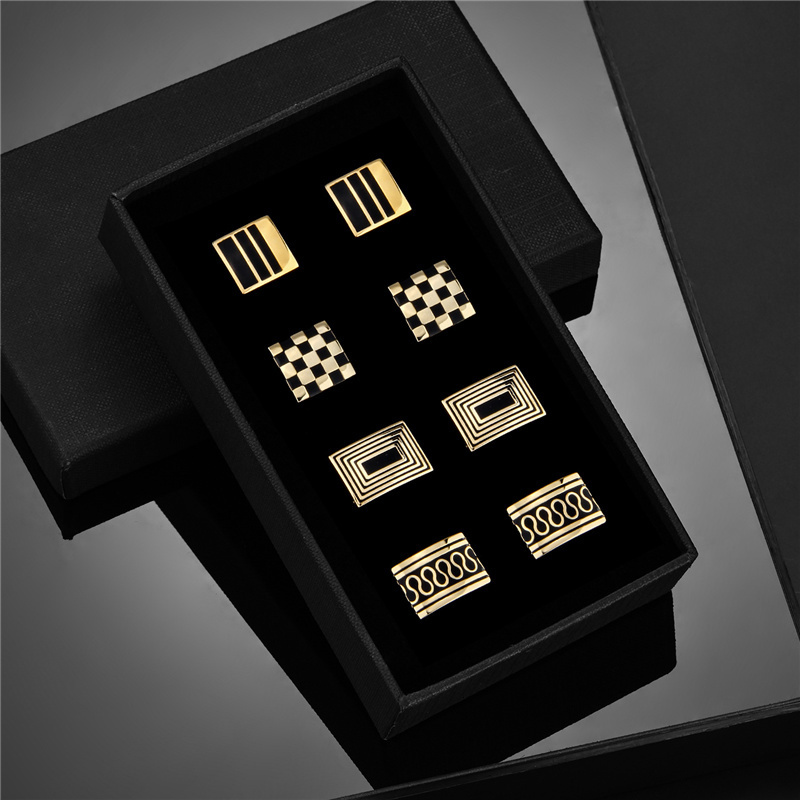 Cuff Links 4 Pairs Cufflinks For Mens With Gift Box Man Shirt Cufflinks Wedding Guests Gifts Men Gift For Husband Jewelry Business Tie Clip 230325