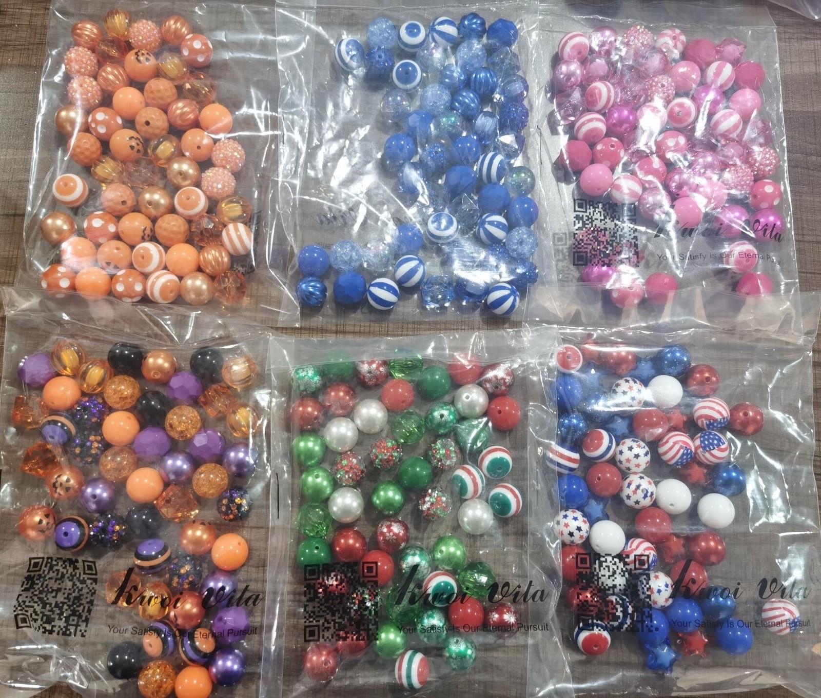 Other Kwoi vita AM032 Colorful Pastel Easter Color Mix 20mm Round Acrylic Chunky Beads for Kids Necklace Jewelry Making 50pcs A lot 230325