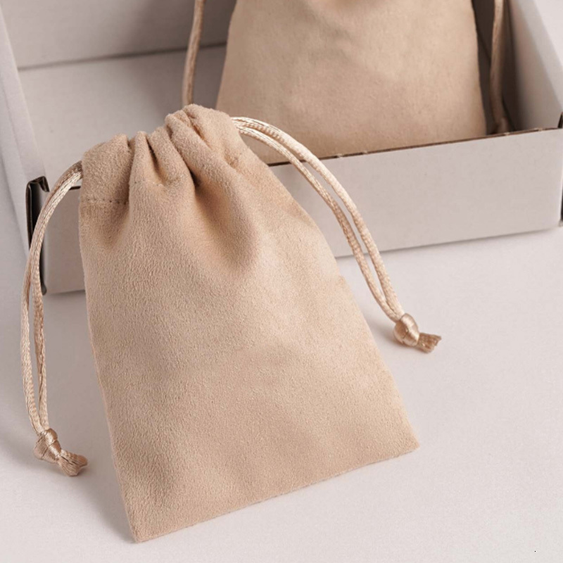 Jewelry Boxes Ivory Suede Gift Bags Custom Sack All size Watch Perfume Eyelashes Makeup Drawstring Pouches Jewelry Sachets 230325