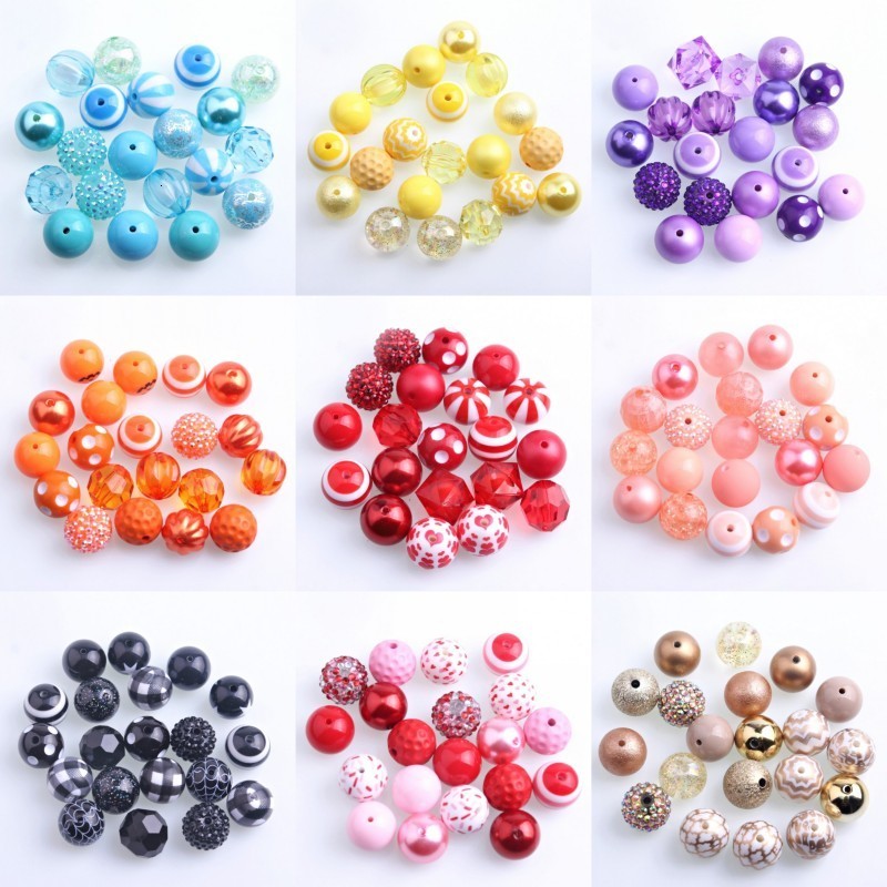 Other Kwoi vita AM032 Colorful Pastel Easter Color Mix 20mm Round Acrylic Chunky Beads for Kids Necklace Jewelry Making 50pcs A lot 230325