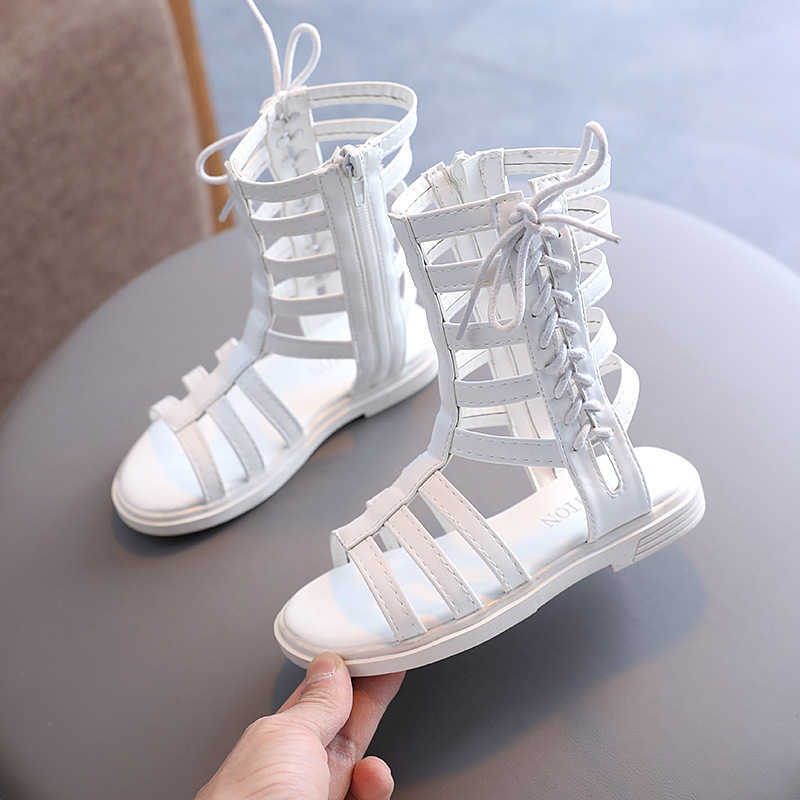 Sandals sandals summer 2022 Girls Gladiator Sandals Cross-tied Boots Baby Kids Casual Shoe child girl Roma Lace up High Top sandalias W0327