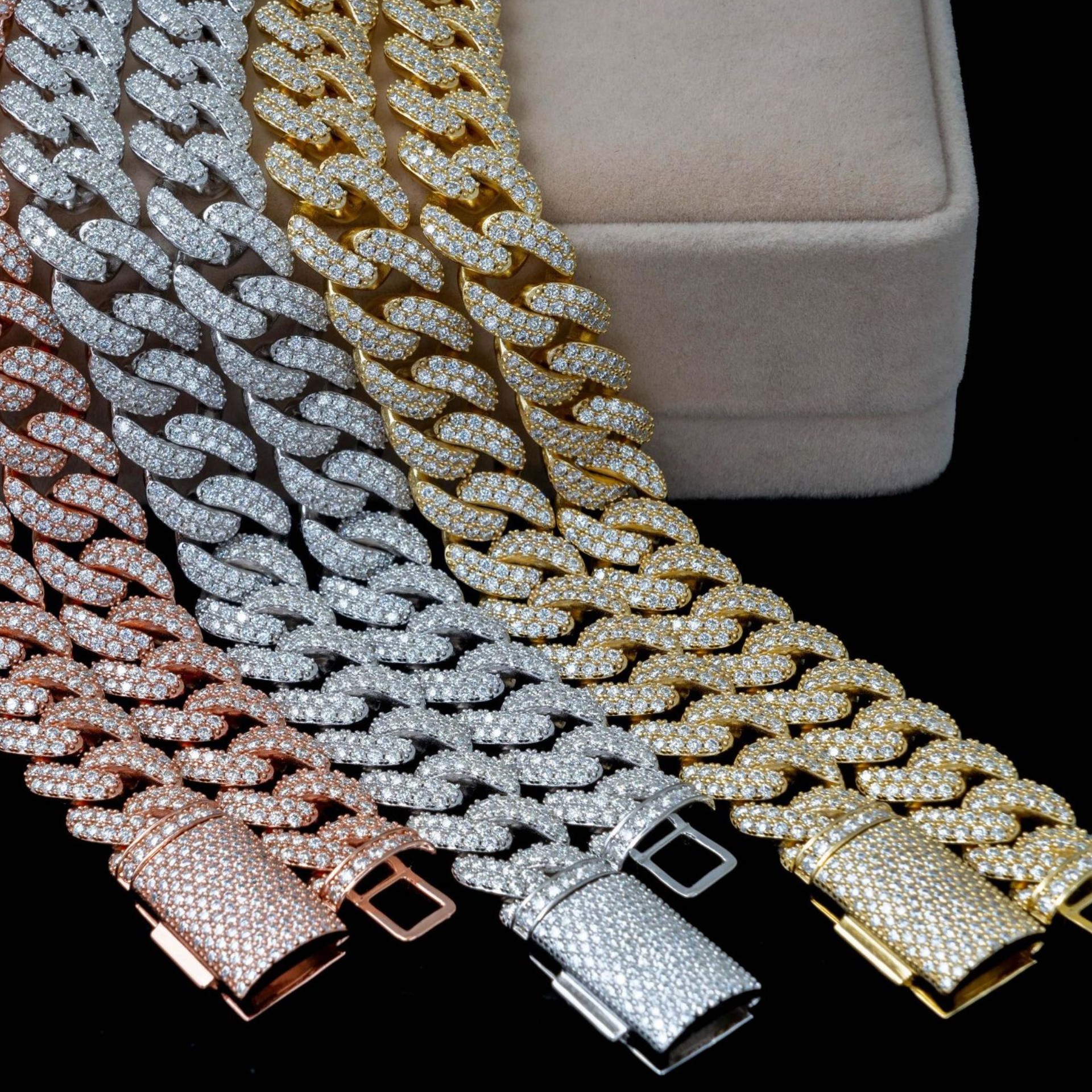 15mm 18-24inch Sterg Sier Moissanite Dia Cuban Chain Necklace For Women/Men Nice Gift