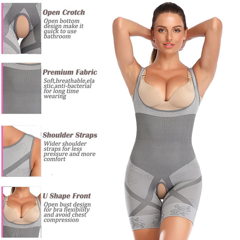 Waist Tummy Shaper Shapewear Women Full Body Shaper Slimming Bodysuit Open Crotch Corset Waist Trainer Shaping Underwear Postpartum Recovery Sheath 23