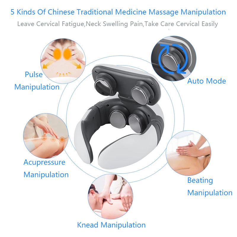 Massaging Neck Pillowws Smart 4D 6 Modes Electric Neck Massager Pulse Back Power Control Far Infrared Neck Massage Pro Pain Relief Tool Health Care 23