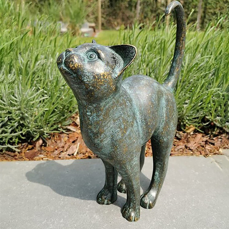 Other Home Decor Garden Cat Statues Beautiful Round Back Outdoor Sculpture Animal Resin Ornaments 230327