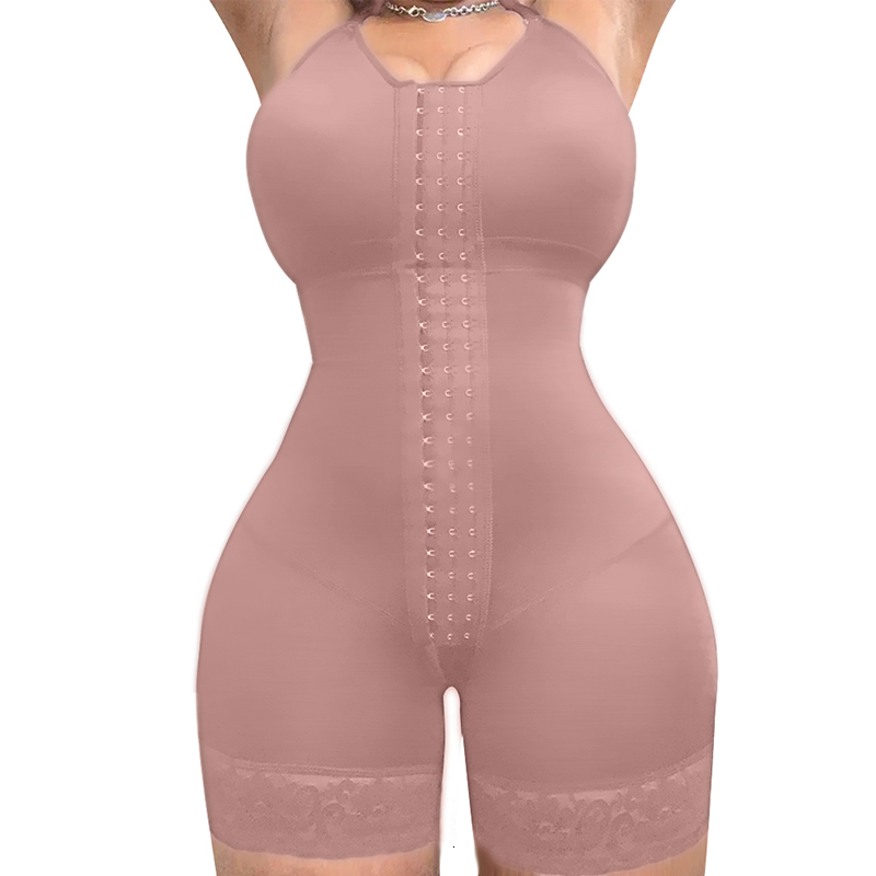Waist Tummy Shaper Open Bust Faja Bodysuit Invisible Booty Shaper Mid Length Slimming Lace Fajas Colombianas Post BBL Post Op Surgery Supplies 230327