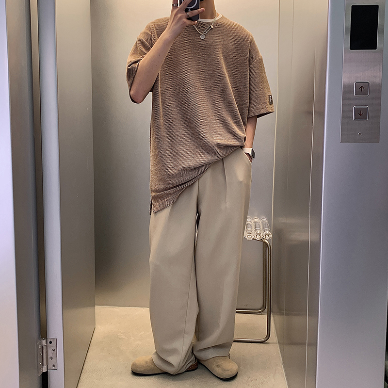 Men's T-Shirts Solid Hip Hop Loose Mens T-shirts Casual Chic Coffee/Gray/Black Summer Short Sleeves Streetwear Tshirt Tees Oversize 3XL 230327