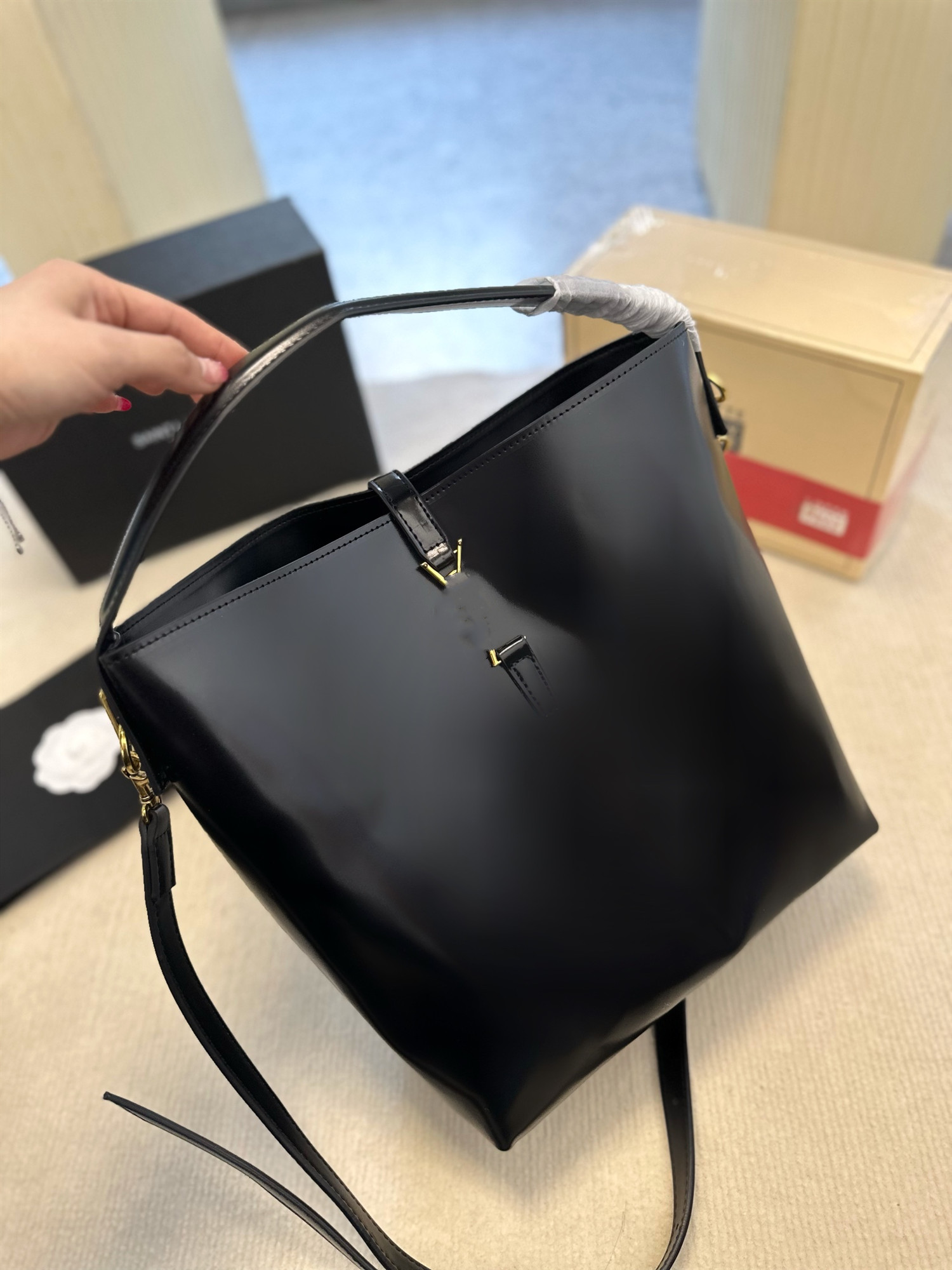 One Shoulder Bucket Bag Women's Handbag Designer Design Fashion Deer Skin Pattern Craft Size 31cm