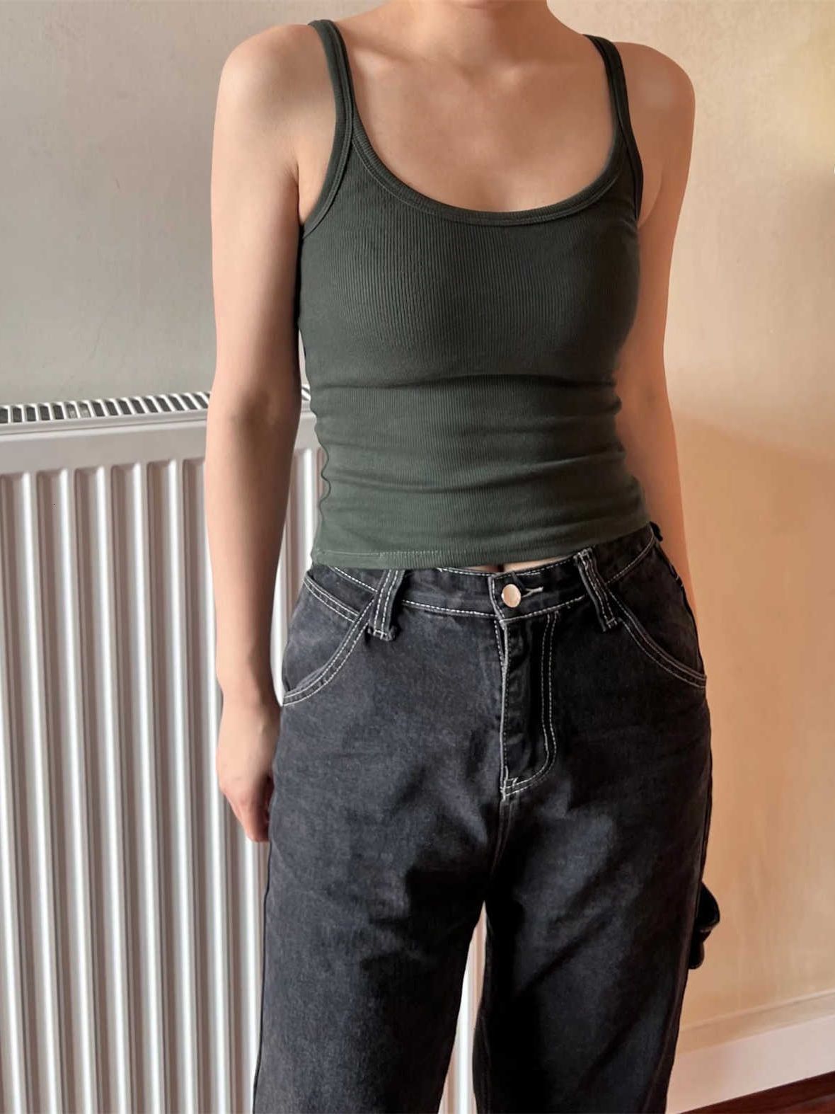 Camisoles Tanks Casual Women Soft Cotton O Neck Vest Summer Fashion Ladies High Street Sweet Vest Female Solid Color Short Sexy Top 230327