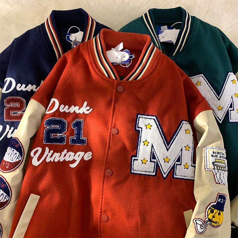 Mens Jackets American Retro Letter Embroidered Coat Men Y2K Street Hip Hop Trend Baseball Uniform Couple Casual Loose Jacket 230327