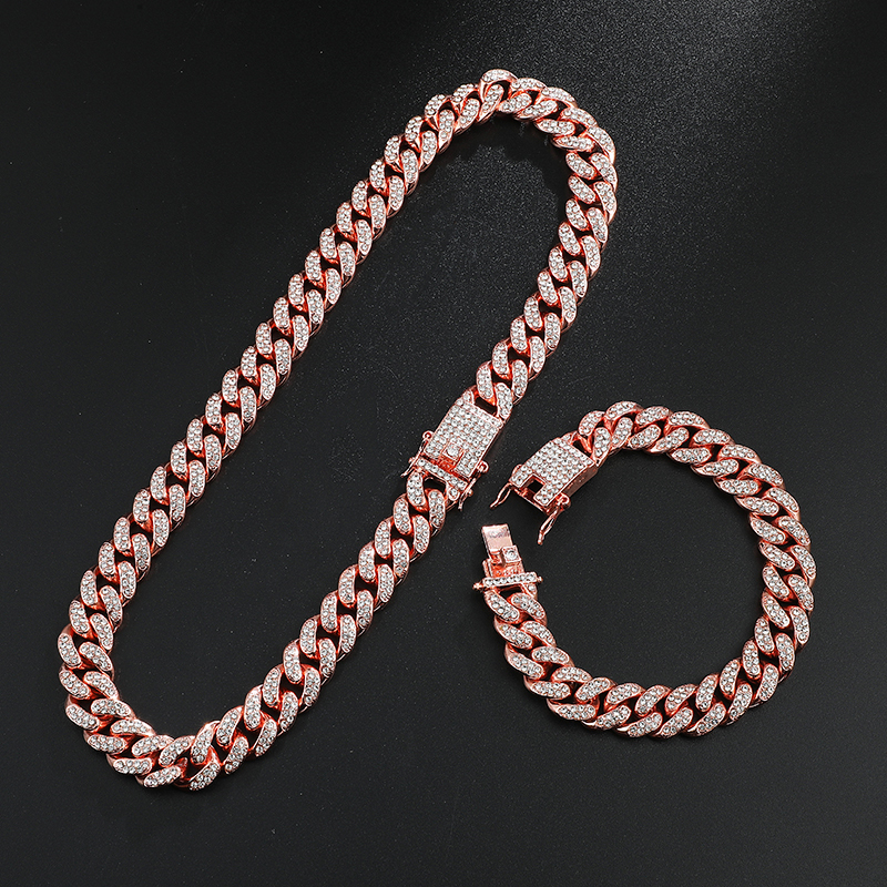 Strands Strings HIP Cuban Link Chain for Men Miami Iced Out Cuban Necklace Gold Plated Bling Necklaces 13MM Rapper Jewelry for Men Women 230325