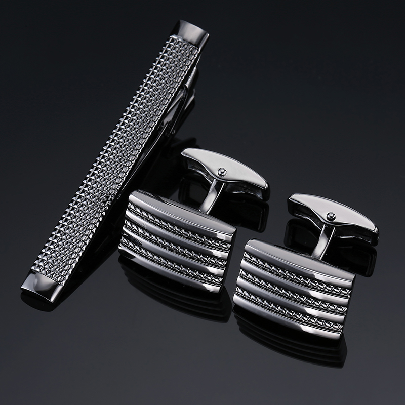 Cuff Links High Quality Cuff links necktie clip for tie pin for men's gift Classic pattern tie bars cufflinks tie clip set Men Jewelry 230325
