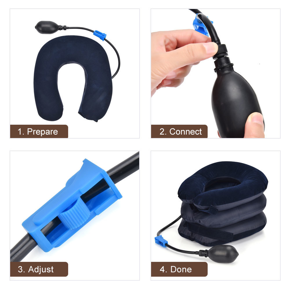 Massaging Neck Pillowws Air Inflatable Cervical Collar Neck Traction Tractor Support Massage Pillow Pain Relief Relax Health Care Neck Head Stretcher 
