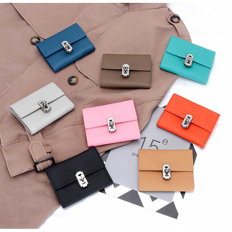 Wallets Korean Niche Brand Short Genuine Leather Simple Wallet Zipper Exquisite Wallet Portable Card Holder Coin Purse Wallets for Women G230327