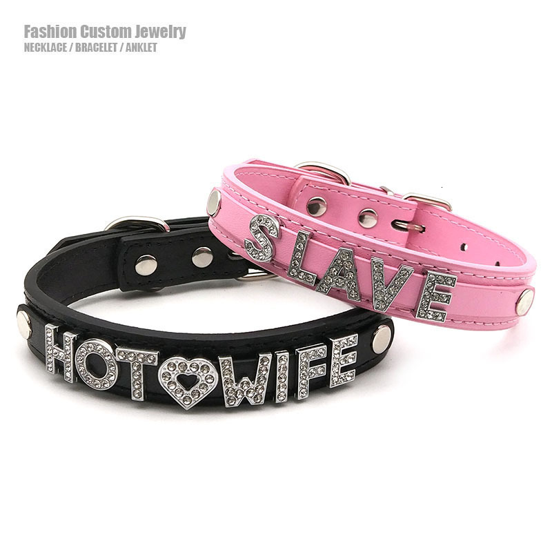 Strands Strings Sexy wife Slave Letters Choker Collar Necklace Men Women Punk Goth Adult Cosplay Personalized Custom Chocker Jewelry Gift 230325