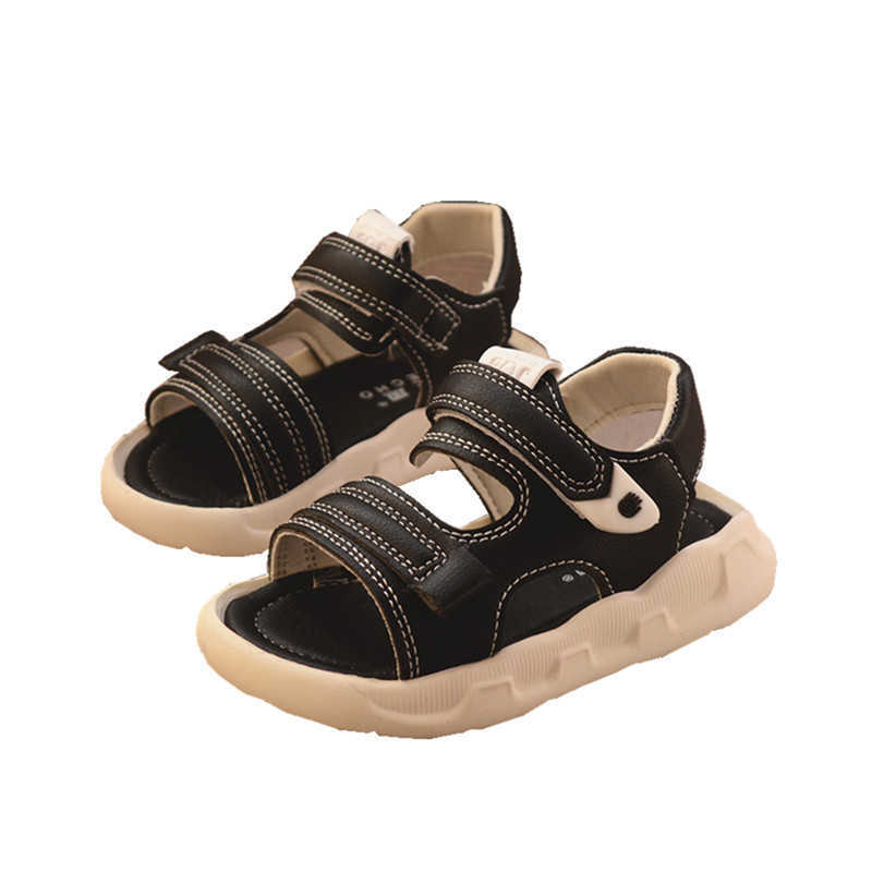 Sandals Summer Toddler Sandals Baby Girl Shoes Solid Color Leather Breathable Boys Sneakers Kids Infant Sport Boys Black Sandals W0327