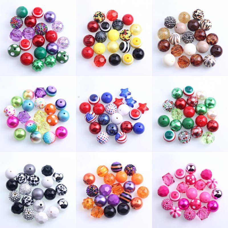 Other Kwoi vita AM032 Colorful Pastel Easter Color Mix 20mm Round Acrylic Chunky Beads for Kids Necklace Jewelry Making 50pcs A lot 230325