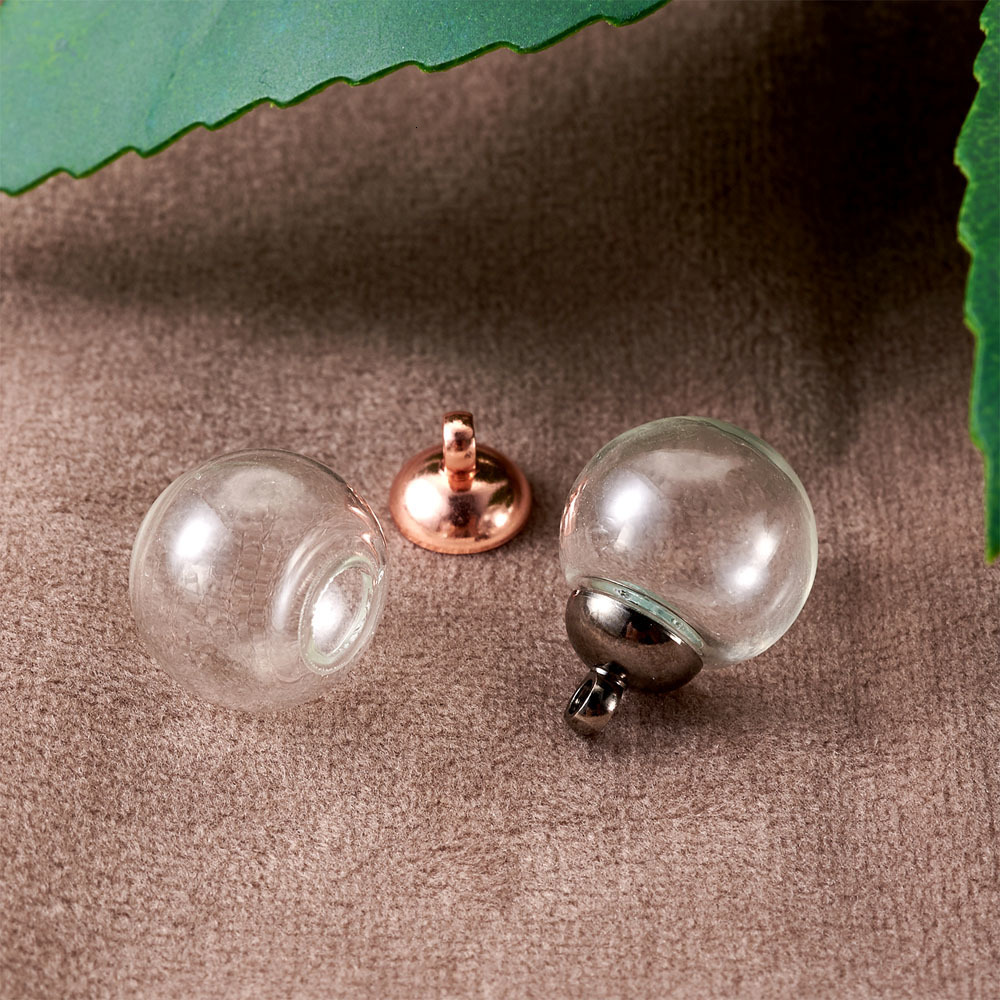 Charms 60Pcsbox Clear Glass Bottle Charms Mini Globe Ball Empty Bottles Pendant with Cap Bail For Jewelry Making DIY Earring Necklace 230325