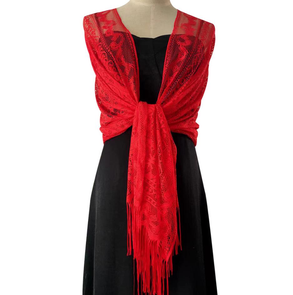 Women's Lace Shawls Wraps Others Apparel Formal Evening Party Dress Floral Lightweight Fringe Stole Bride Bridesmaid Veil for Wedding