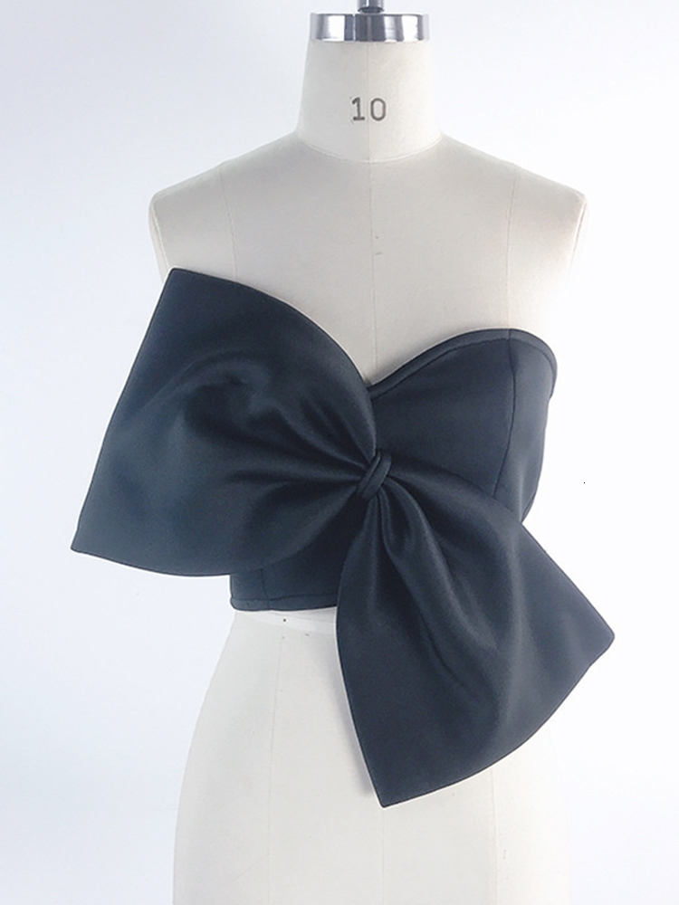Women's T-Shirt DEAT Autumn Fashion Temperament Korea Solid Color Sexy Bow Wrapped Chest Women Tops PD121 230325
