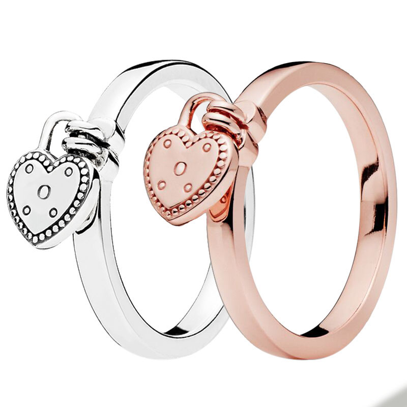 Rose Gold Heart Shaped Padlock Ring for Pandora Real Sterling Silver Wedding Party Jewelry For Women Girlfriend Gift designer Love Rings with Original Retail Box
Rose Gold Heart Shaped Padlock Ring for Pandora Real Sterling Silver Wedding Party Jewelry For Women Girlfriend Gift designer Love Rings with Original Retail Box