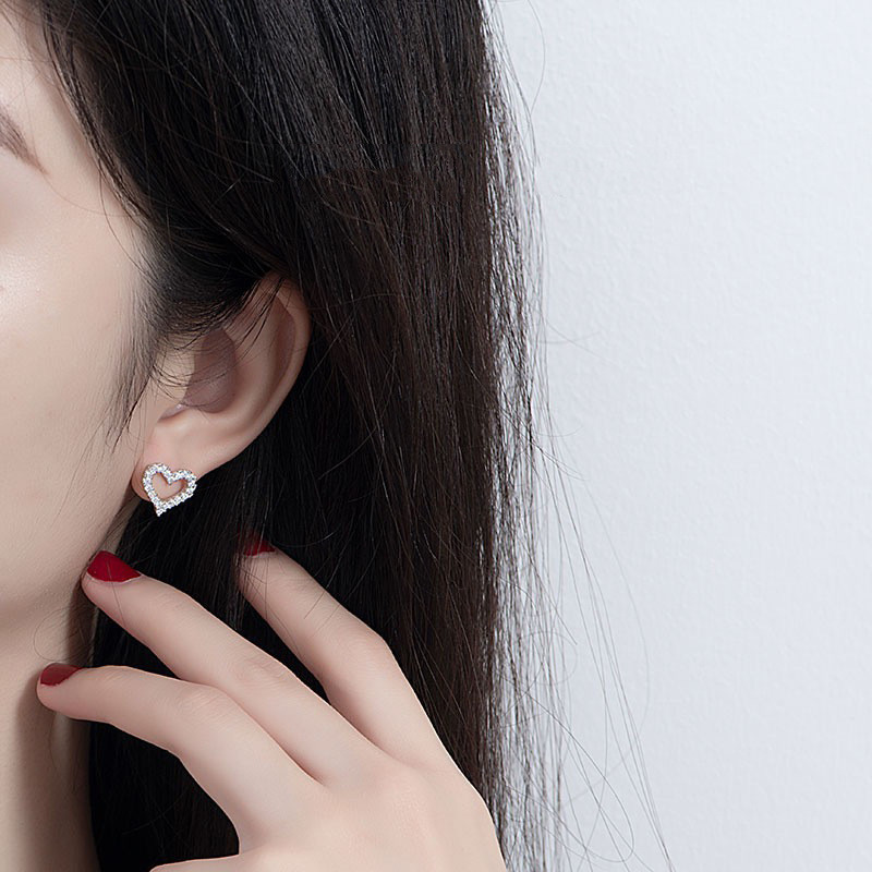 Stud Real GRA Certified Heart Stud Earrings Pass the Diamond Test for Women Girls Sterling Silver Diamond Earrings Jewelry 230325