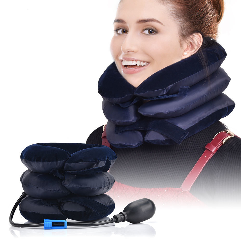 Massaging Neck Pillowws Air Inflatable Cervical Collar Neck Traction Tractor Support Massage Pillow Pain Relief Relax Health Care Neck Head Stretcher 
