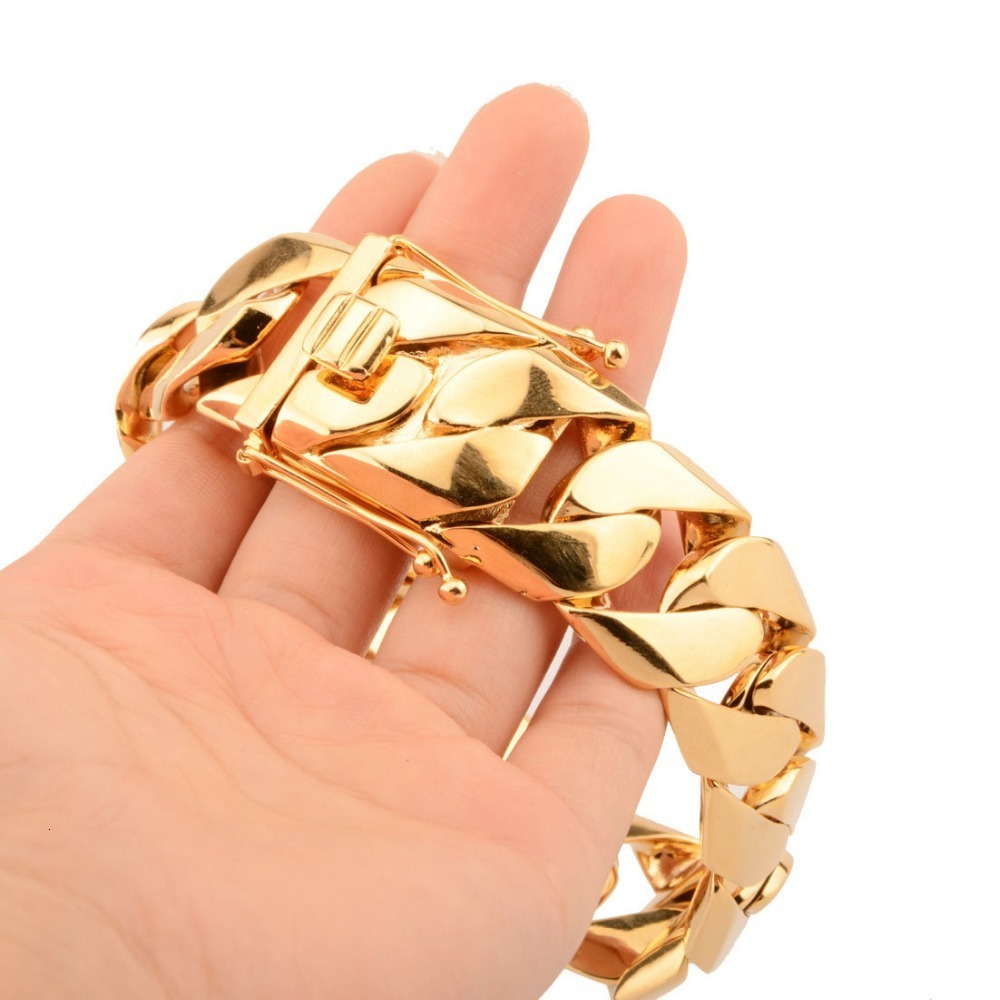 Charm Bracelets 20MM23MM 22CM Miami Curb Cuban Chain Bracelets Dragon Casting Clasp Rocker Bangle Hip hop Men Lock Clasp Fashion Jewelry 230325