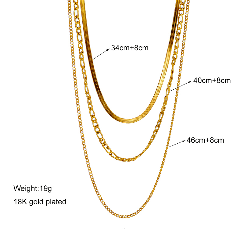 Strands Strings DIEYURO 316L Stainless Steel Gold Color 3 Chains Necklace For Women Punk Street Trend Rustproof Neck Jewelry Gift Bijoux 230325