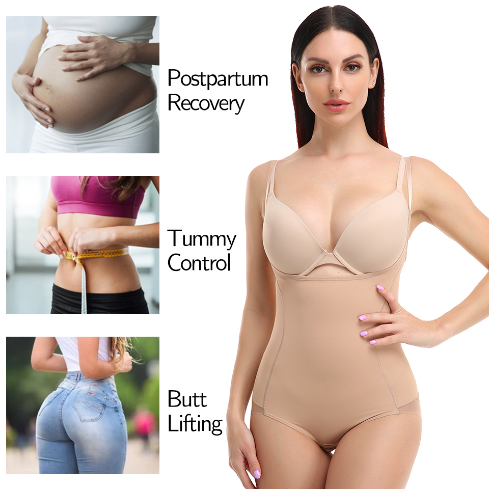 Waist Tummy Shaper Shapewear for Women Tummy Control Bodysuits Waist Trainer Body Shaper Slimming Underwear Open Bust Compression Belly Girdles 230327