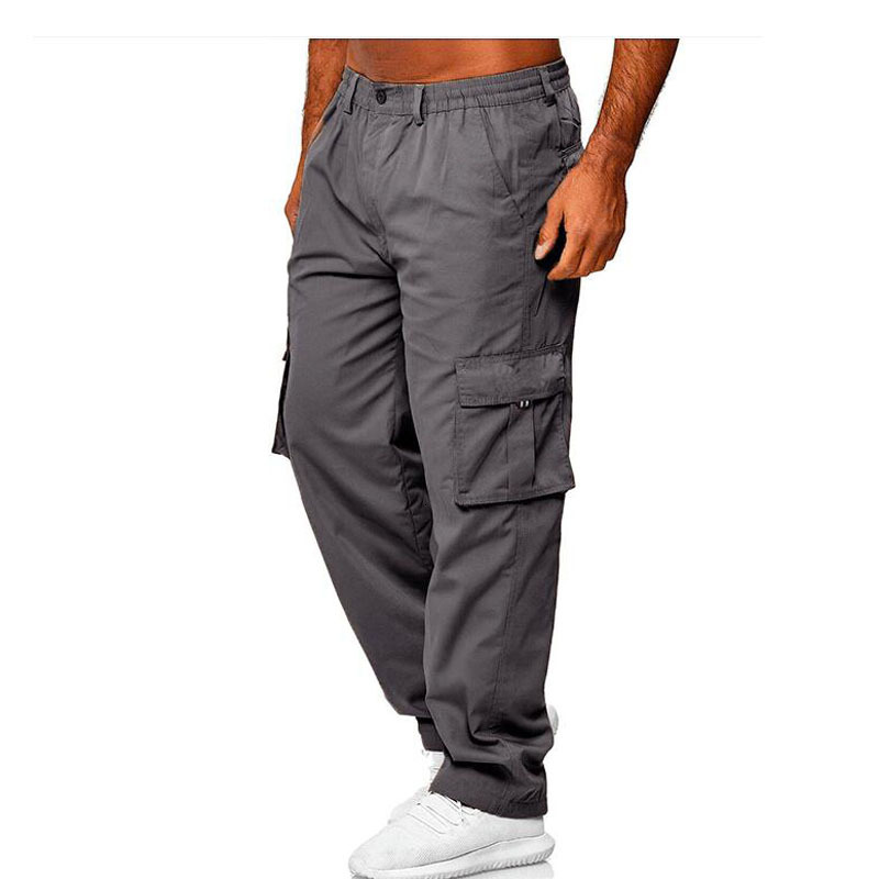 Men's Pants Men's Cargo Pants Outdoor Multi Pocket Loose Straight Trousers Elastic Waist Military pantalones hombre Jogger Pants MY768 23032