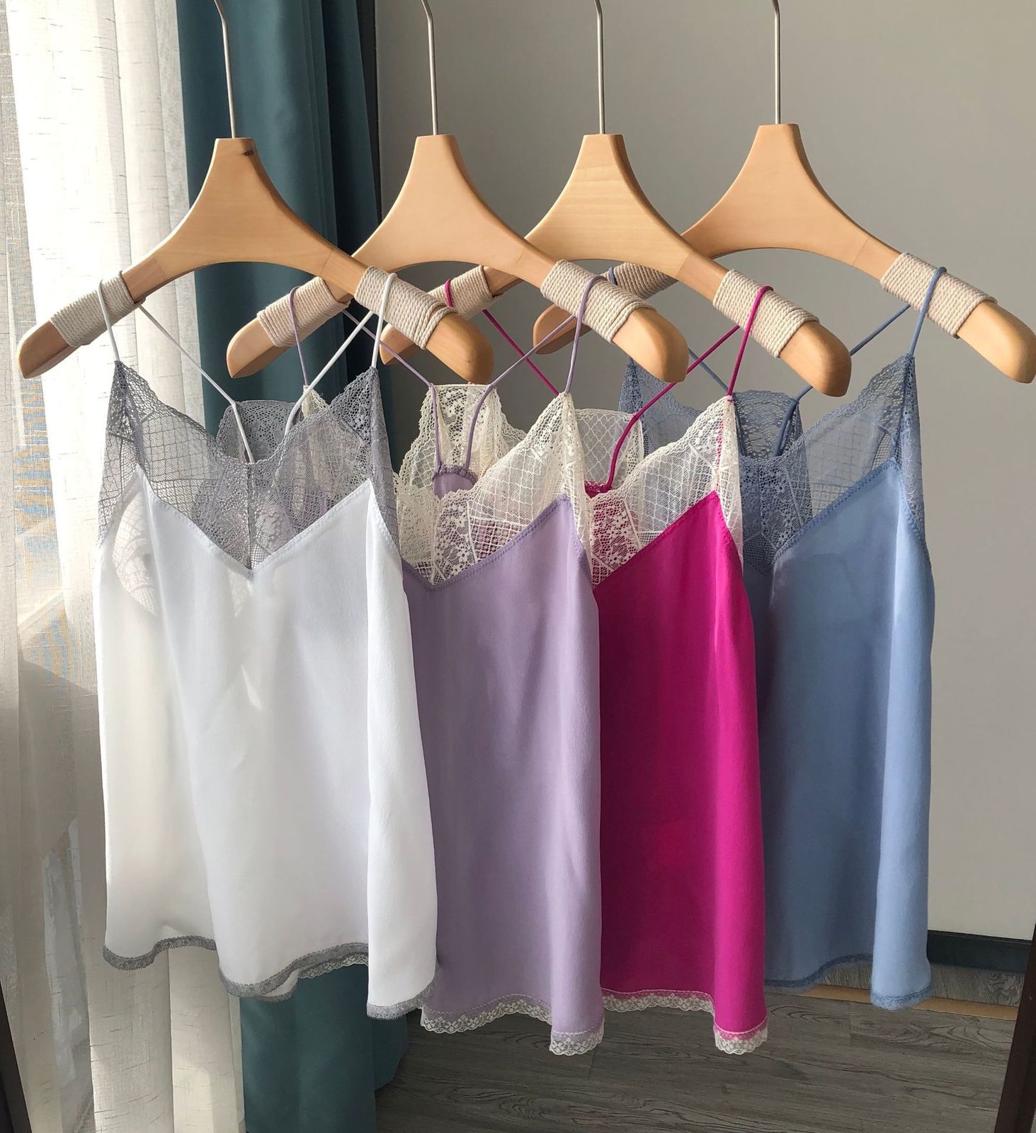 Camisoles Tanks 100% Silk Lace Camis Women's Sleeveless Summer Sexy Ladies Tops 230327