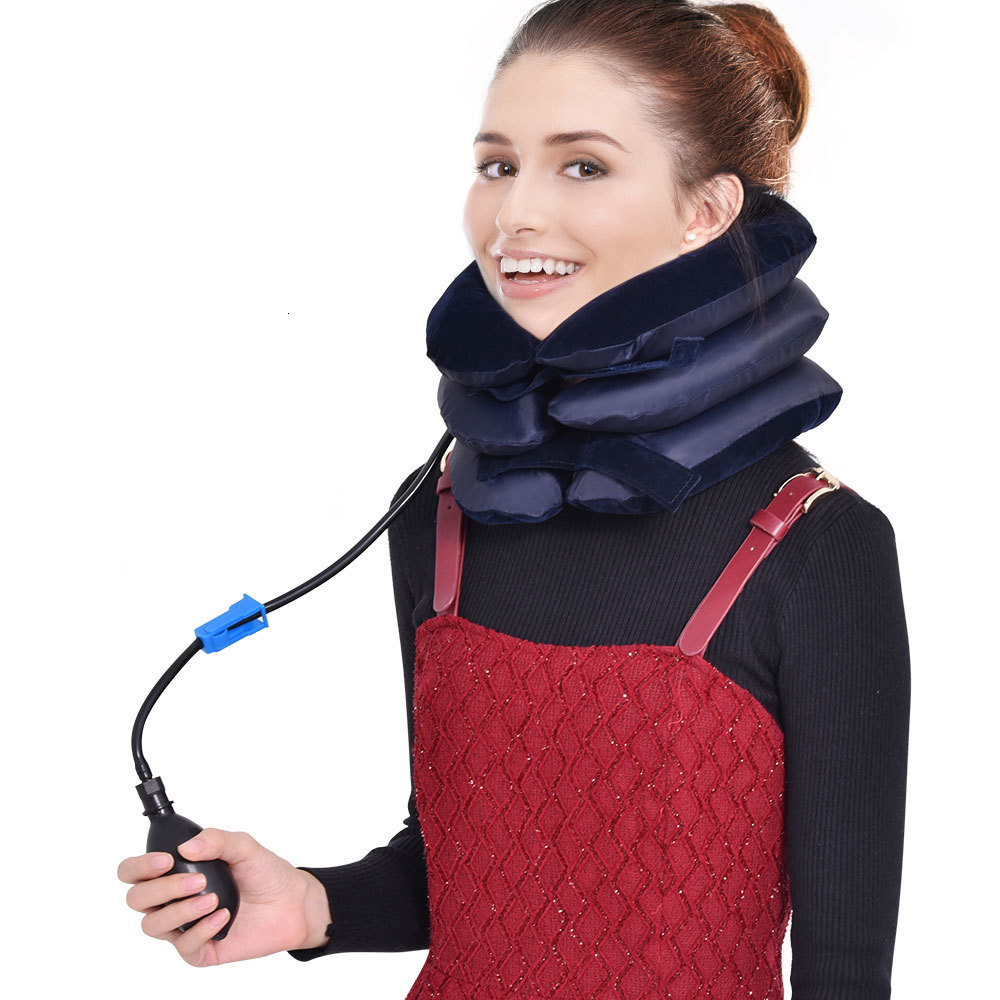 Massaging Neck Pillowws Air Inflatable Cervical Collar Neck Traction Tractor Support Massage Pillow Pain Relief Relax Health Care Neck Head Stretcher 